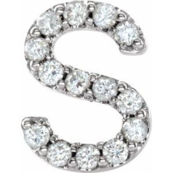 Kazi Luxury 14K White Gold .05 CTW Natural Diamond Single Initial S Earring